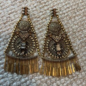 DYLANLEX Frida II Gold Tone Earrings with Amber Crystals